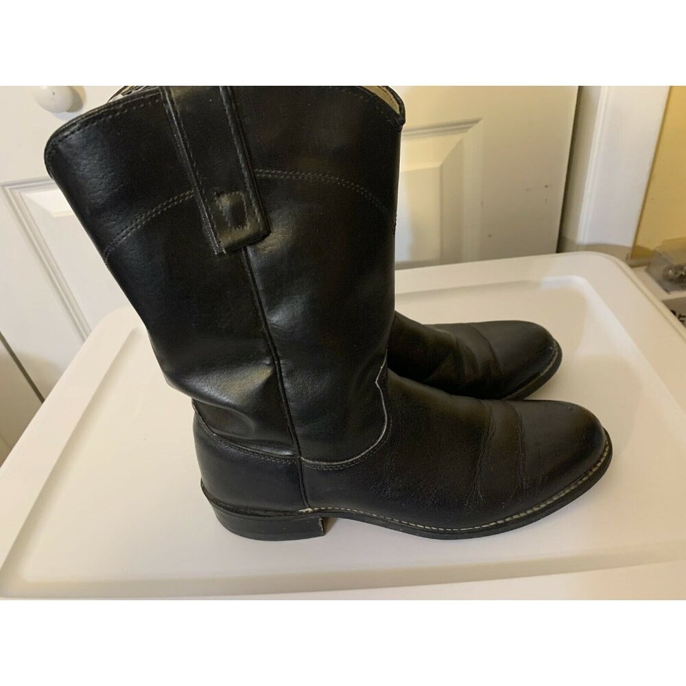 Texas 4400 Mens Sz 8 M Black Leather Cowboy Boots‎